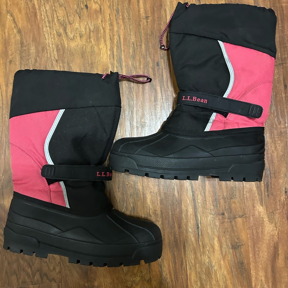 L. L. Bean Girl’s Insulated Snow Boots Pink and Black Size 7 - Picture 3 of 8